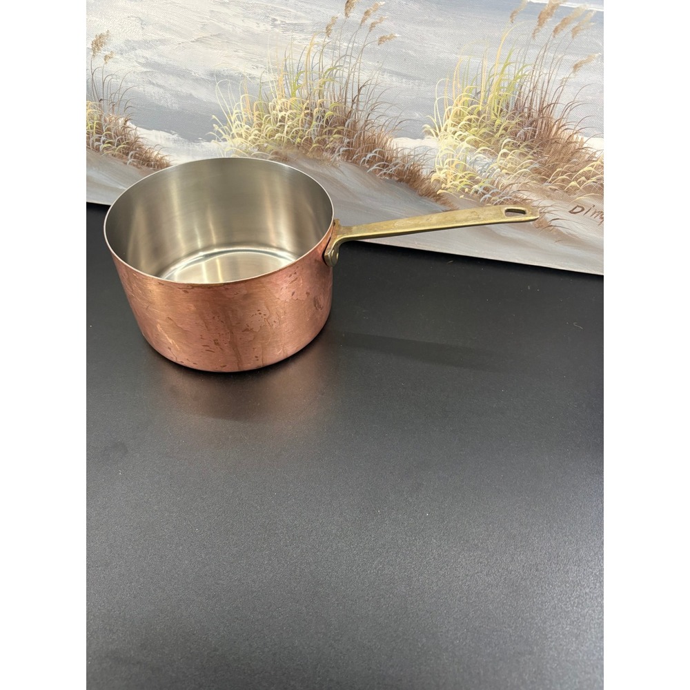 Paul Revere 1801 Copper Saucepan Stainless Lining Brass Handle USA 84 Vintage